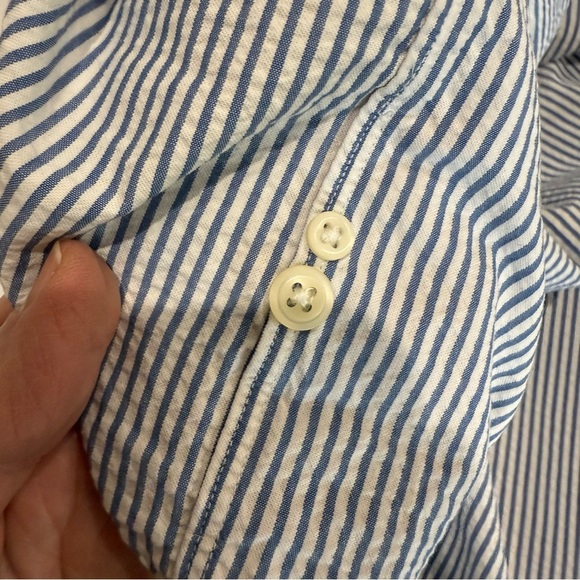 Ralph Lauren Shirt Classic Fit Blue/White Seersucker Short Sleeve Pony Men’s 3XB - Picture 13 of 13